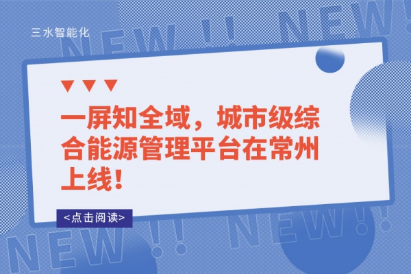 一屏知全域，城市級(jí)綜合能源管理平臺(tái)在常州上線！